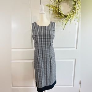Talbots Gingham Black White Checked Sleeveless Dress Sheath